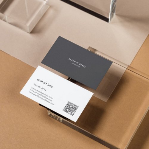 Minimalistic Gray Linen White Typography Business Card