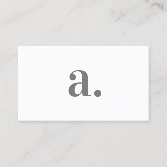 Minimalistic Gray White Monogram Modern Elegant Business Card (Front)