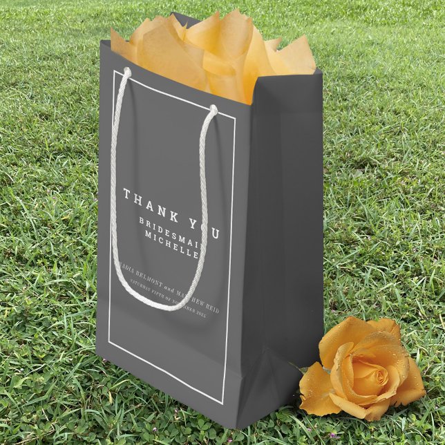 Minimalistic gray white wedding favor bag (Creator Uploaded)