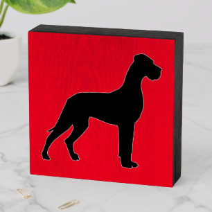 Minimalistic Great Dane Silhouette Wooden Box Sign