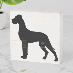 Minimalistic Great Dane Silhouette Wooden Box Sign