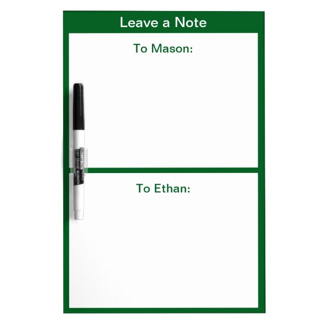 Minimalistic Green College Dorm Door Dry Erase Board (Front)