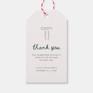 Minimalistic Green Coquette Bachelorette Thank You Gift Tags