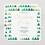 Minimalistic Green &amp; Golden Woods Christmas Square Invitation