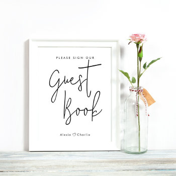 Minimalistic Guest Book Poster Sign by Naokko at Zazzle