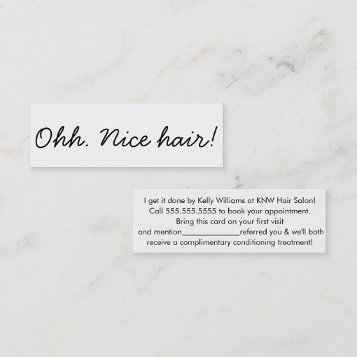 Minimalistic Hair Stylist Hair Salon Referral Mini Business Card | Zazzle