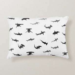 Minimalistic Hammerhead Shark Hammerhead Pattern Accent Pillow