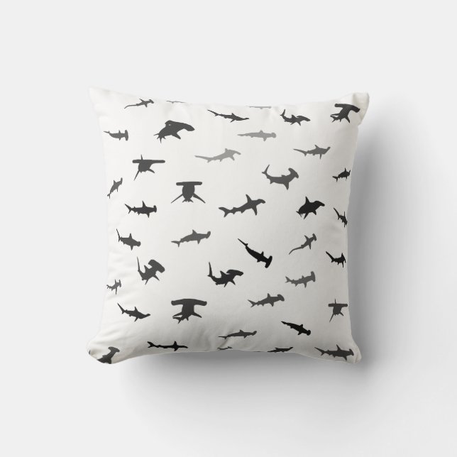 Minimalistic Hammerhead Shark Hammerhead Pattern Throw Pillow (Front)