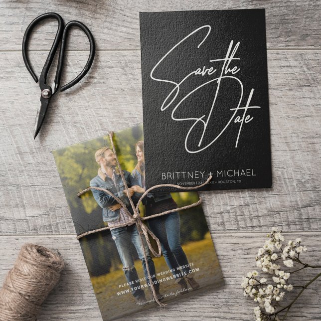 Minimalistic Hand Lettered Black Save The Date (Creator Uploaded)