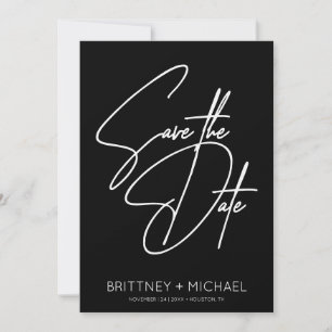 Minimalistic Hand Lettered Black Save The Date