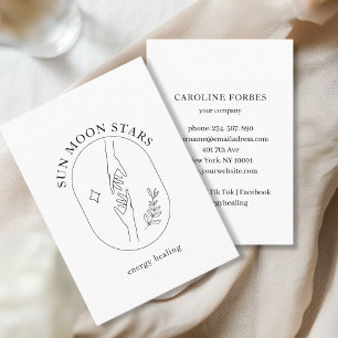 Minimalistic Hands, Star, Leafy Line Art Business Card