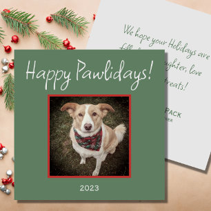 Minimalistic Happy Pawlidays Pet Flat Holiday Card
