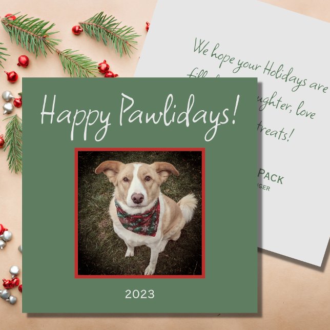 Minimalistic Happy Pawlidays Pet Flat Holiday Card (Creator Uploaded)