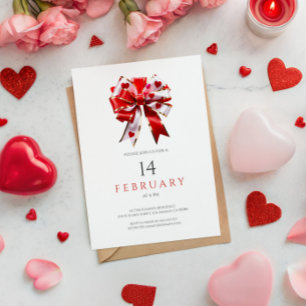 Minimalistic Hearts Bow Tie Valentine's Party Invitation