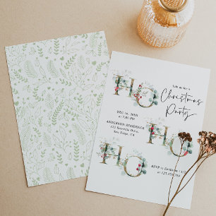 Minimalistic Ho Ho Ho Greenery Holiday Party Invitation
