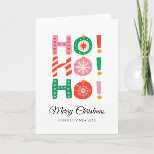 Minimalistic Ho Ho Ho Merry Christmas &  New Year  Card