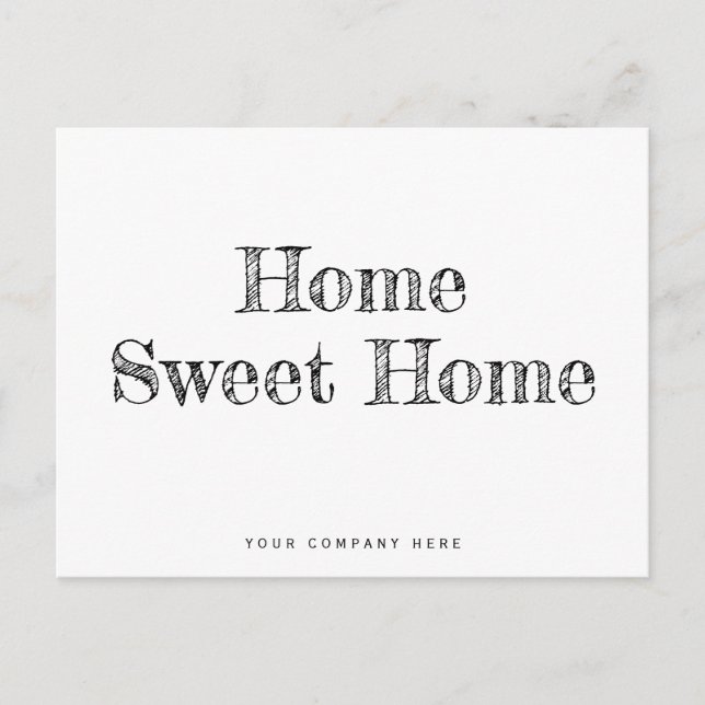 Minimalistic Home Sweet Home New Homeowner  Postcard (Front)