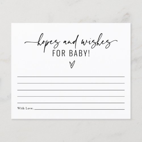 Minimalistic Hopes and Wishes for Baby Shower Card