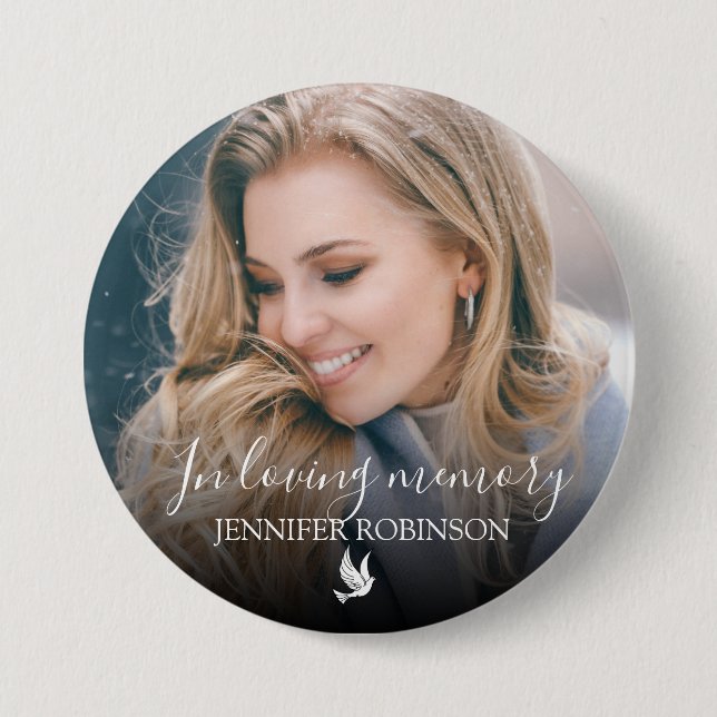 Minimalistic In Loving Memory Photo Button (Front)