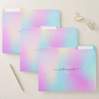 Minimalistic Iridescent Background Modern Monogram File Folder