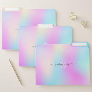 Minimalistic Iridescent Background Modern Monogram File Folder