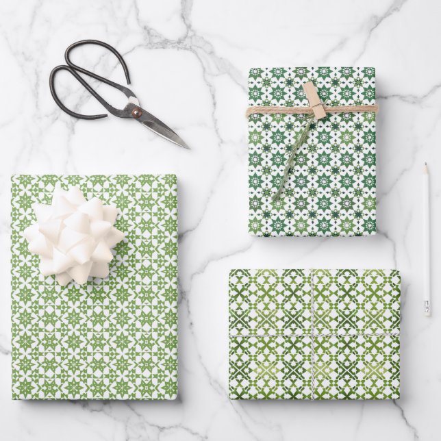 Minimalistic Islamic Geometric Vector Art Pattern Wrapping Paper Sheets (Front)
