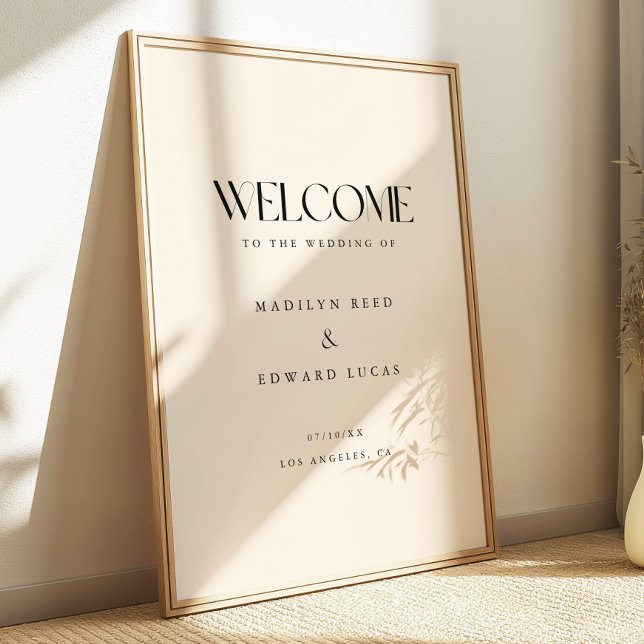 Minimalistic Ivory Bold Typography Wedding Welcome Poster (Creator Uploaded)