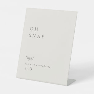 Minimalistic Ivory Oh Snap Wedding Hashtag Sign