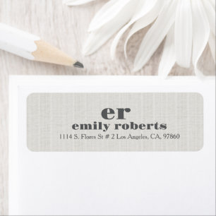 Minimalistic Ivory White Burlap Gray Typography Label