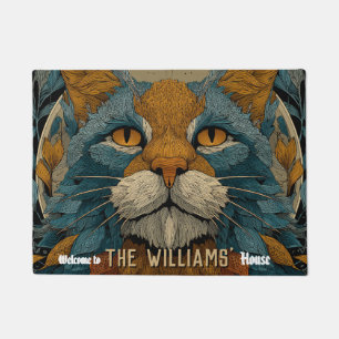 Minimalistic Kittens Cat Mom Dad Home Outdoor Mat