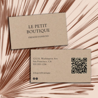 Minimalistic Kraft Card QR Code Business Card