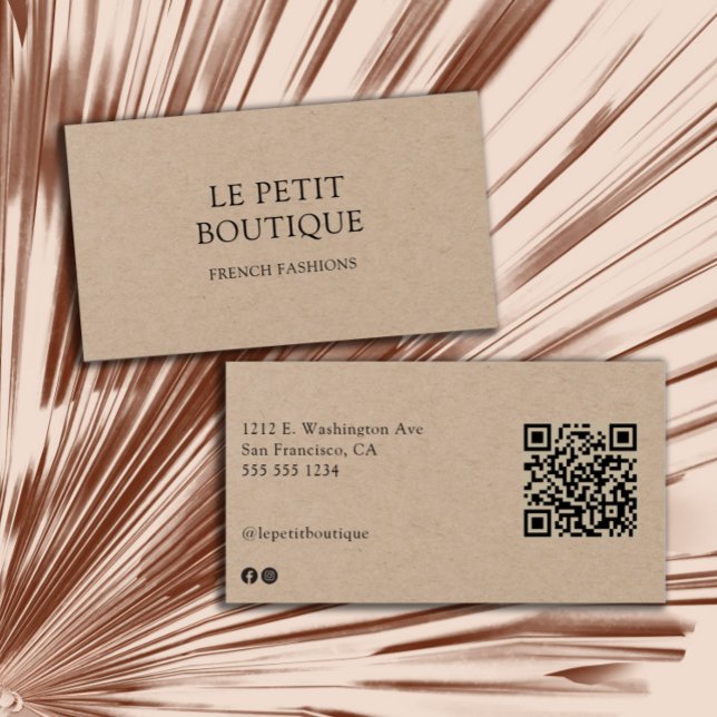 Minimalistic Kraft Card  QR Code Business Card (Creator Uploaded)