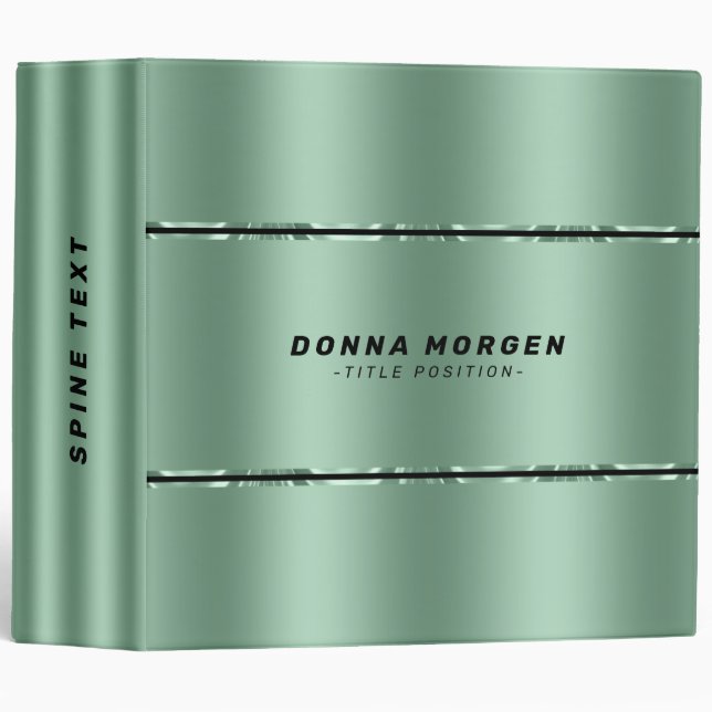 Minimalistic large metallic green stripes 3 ring binder (Front/Spine)