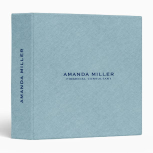 Minimalistic Light Blue Linen Texture Print 3 Ring Binder