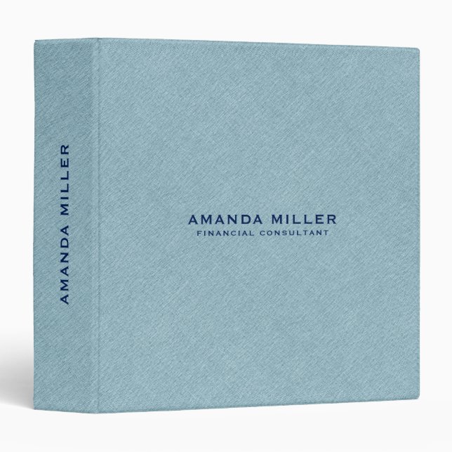 Minimalistic Light Blue Linen Texture Print 3 Ring Binder (Front/Spine)