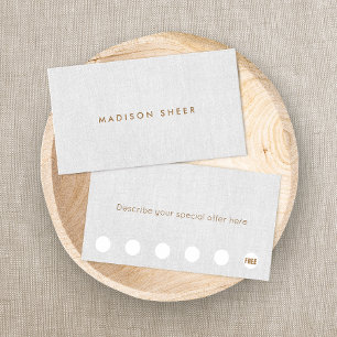Minimalistic Light Gray Linen 6 Punch Loyalty Card
