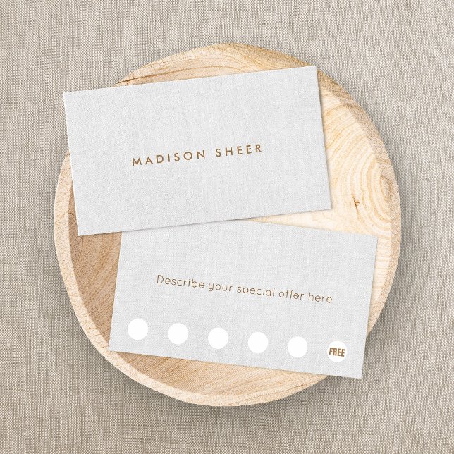 Minimalistic Light Gray Linen 6 Punch Loyalty Card (Creator Uploaded)