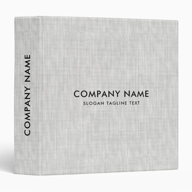 Minimalistic Light Gray Linen Texture 3 Ring Binder (Front/Spine)
