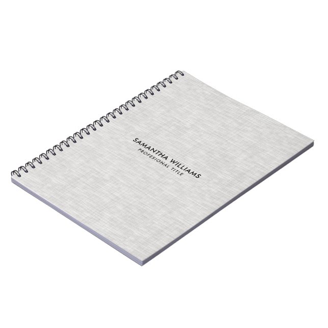 Minimalistic Light Gray Linen Texture Notebook (Left Side)