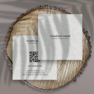 Minimalistic Light Gray Linen Texture Square Business Card