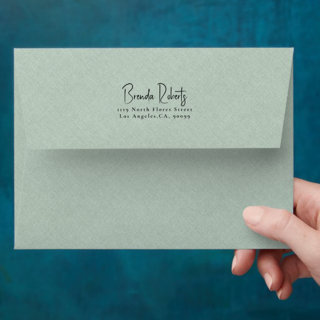 Minimalistic Light Green Linen Texture Envelope (Hand)