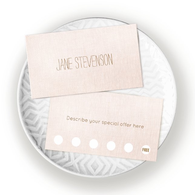 Minimalistic Light Pink Linen 6 Punch Loyalty Card (Creator Uploaded)