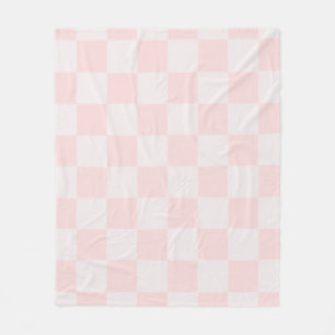 Minimalistic Light Pink Neutral Checkered Fleece Blanket