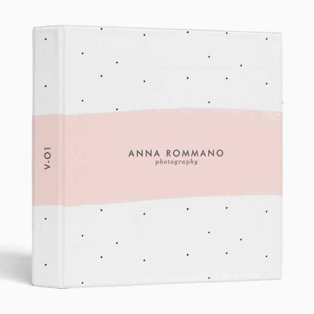 Minimalistic light pink & white brushstrokes 3 ring binder (Front/Spine)