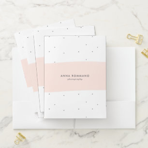 Minimalistic light pink & white brushstrokes pocket folder