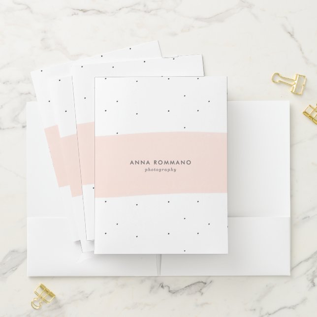 Minimalistic light pink & white brushstrokes pocket folder (In Situ)