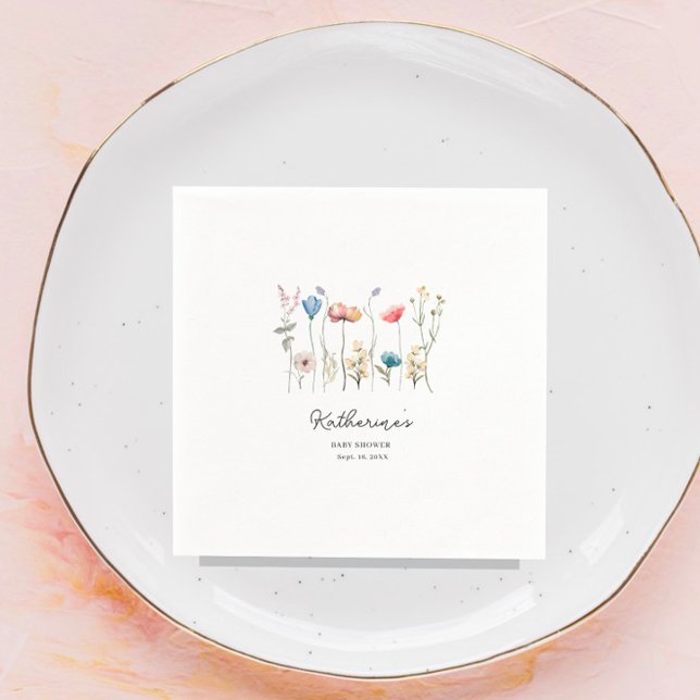 Minimalistic Long-Stem Wildflower Baby Shower  Napkins (Creator Uploaded)