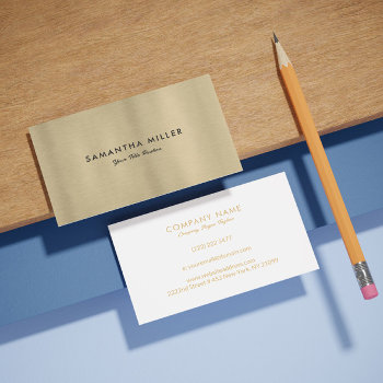 Minimalistic Luxury Metallic Gold Texture Business Card by gogaonzazzle at Zazzle