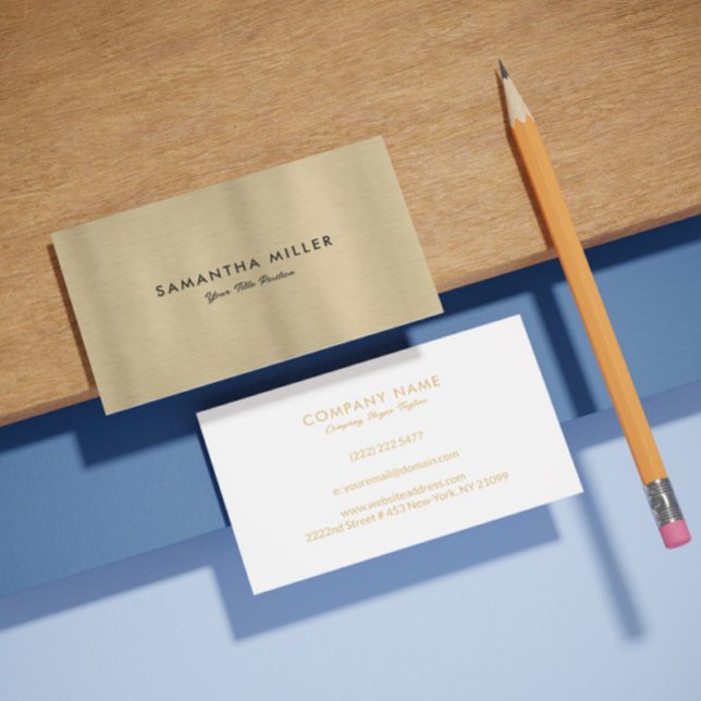 Minimalistic Luxury Metallic Gold Texture Business Card (Creator Uploaded)