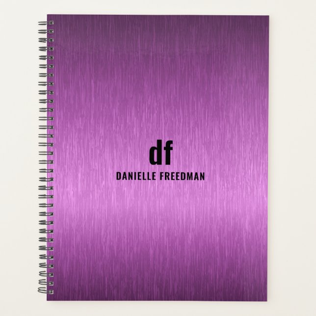 Minimalistic Magenta Metallic Texture Black Typogr Planner (Front)